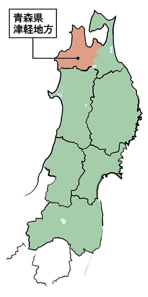 青森県津軽地方を指す地図