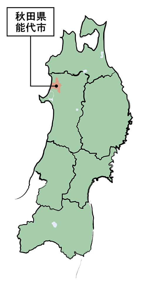 秋田県能代市の位置を示す地図