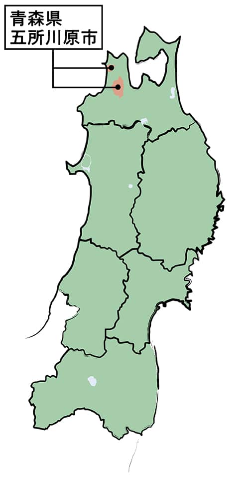 青森県五所川原市の場所を示す地図